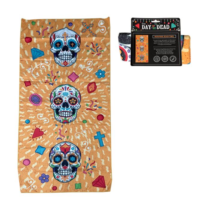 Serviette de Plage en Microfibre - Day of the Dead Jour des Morts