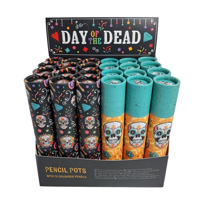 Grand Pot à 12 Crayons de Couleur - Jour des Morts Day of the Dead 