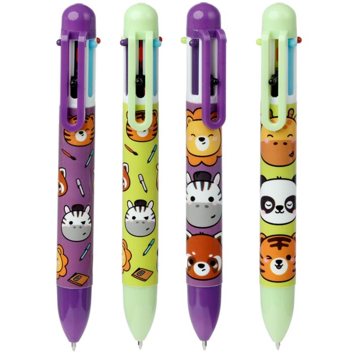 Stylo Multi-couleur Adoramals - Animaux Sauvages (6 Colours)