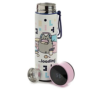 Gourde Isolée en Acier Inoxydable avec Thermomètre Digital Boissons Chaudes ou Froides Pusheen - Chat Jeu Vidéo