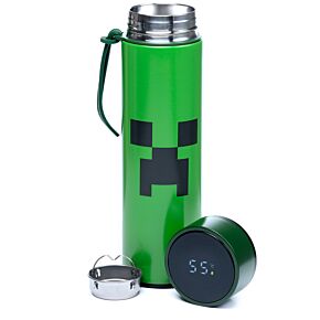 Gourde Isolée en Acier Inoxydable avec Thermomètre Digital Boissons Chaudes ou Froides Minecraft - Creeper