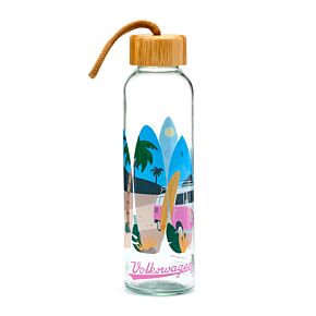 Gourde en Verre 500ml avec Bouchon Bambou - Volkwagen-  Van Bus Combi VW T1 The Waves are Calling