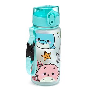 Gourde Enfant 350ml en Plastique Renforcé avec Couvercle à Bouton-poussoir - Adoramals - Vie Marine