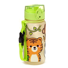 Gourde Enfant 350ml en Plastique Renforcé avec Couvercle à Bouton-poussoir - Adormals - Animaux Sauvages