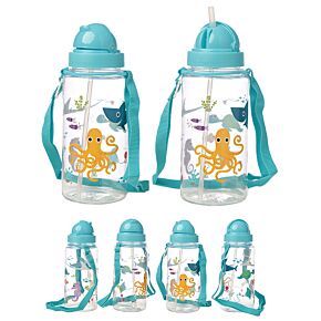 Gourde Enfant 450ml avec Paille & Cordon Sealife - Vie Marine