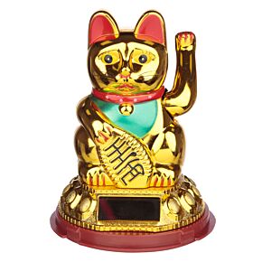 Figurine Maneki Neko Signe de Main - Chat Porte-bonheur Doré