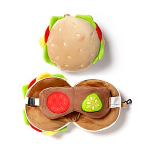 Coussin de Voyage Relaxeazzz Peluché 2-en-1 avec Masque Yeux Fast Food - Hamburger