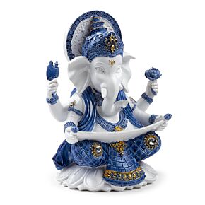 Figurine Ganesh Blanc & Bleu - Connaissance