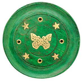 Porte-encens Attrape-cendre Bois de Manguier - Papillon Vert