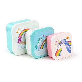 Lot de Trois Boîtes Repas Enchanted Rainbows - Boîtes à Goûter Licorne