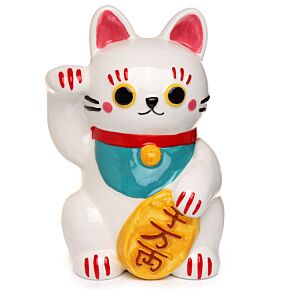 Tirelire Chat Blanc Maneki Neko - Chat Porte-bonheur