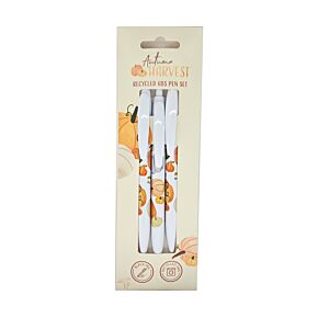 Lot de 3 Stylos en plastique recyclé (RABS) Récolte d'Automne - Autumn Harvest