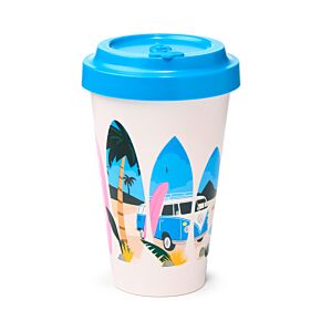 Mug de Voyage 400ml en Plastique Recyclé Rpet Volkswagen - Van Bus Combi VW T1 The Waves are Calling