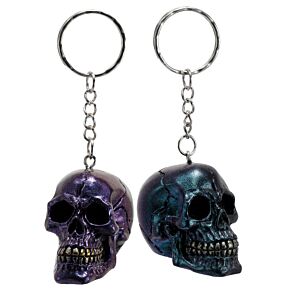 Porte-clé Skulls & Roses Effet Metallique à Couleurs Irisées