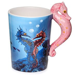 Mug en céramique avec anse decoree Hippocampe par Lisa Parker