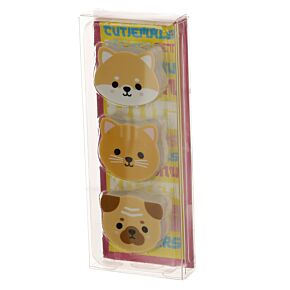 Lot de 3 Gommes - Carlin, Chat, Shiba Inu