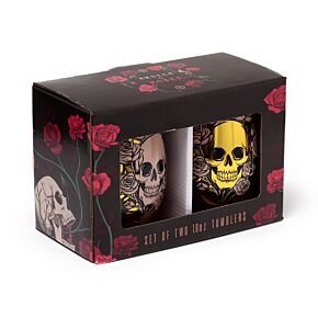 Lot de 2 Verres de Table Skulls & Roses - Crâne