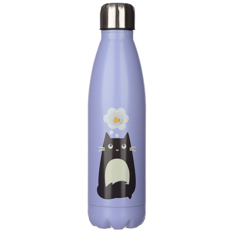 Bouteille D Eau Gourde 500ml Bouchon Metallique Feline Fine Chat