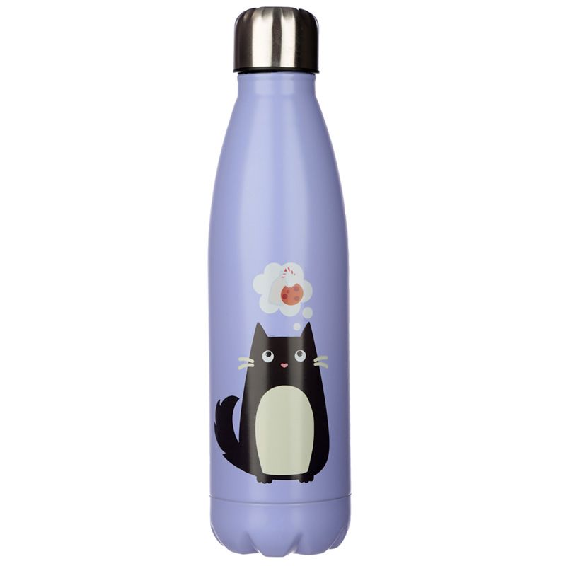 Bouteille D Eau Gourde 500ml Bouchon Metallique Feline Fine Chat